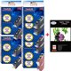 2+8 Cartouches compatibles Canon PGI5 / CLI8 / PGI-5 / CLI-8 + Pack de 20 papiers photos A6 Brillant 230gr