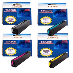 T3AZUR - Lot de 4 Cartouches compatibles HP (n°970+n°971) XL