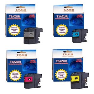 T3AZUR Lot de 5 Cartouches compatibles avec Brother LC129XL, LC125XL