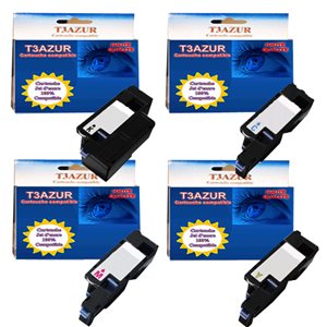 T3AZUR - Lot de 4 Toners génériques DELL E525W