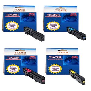 T3AZUR - Lot de 4 Toners génériques DELL C2660 / C2665
