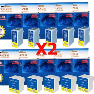 T3AZUR - Lot de 20 Cartouches compatibles Epson T050/T013 - T052/T014 