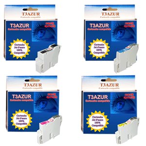 T3AZUR - Lot de 4 cartouches compatibles Epson T0321-T0422/3/4 