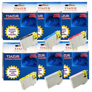 T3AZUR - Lot de 6 Cartouche compatible Epson T0791/2/3/4/5/6 