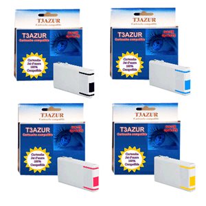T3AZUR - Lot de 4 cartouches compatibles pour Epson T7021/ T7022 / T7023 / T7024 XL