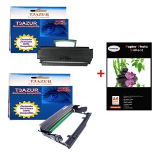 Toner+Tambour  compatible Lexmark 24016SE / 12A8302+ Pack de 20 papiers photos A6 230gr