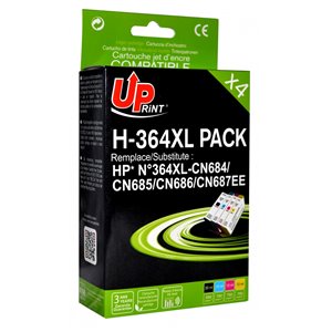 Uprint - Lot de 4 cartouches compatibles pour HP n°364 XL - Uprint