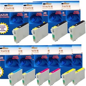 T1281/T1284 - Lot de 20 Cartouches compatibles Epson T1281-T1284+ Pack de 20 papiers photos A6 Brillant 230gr