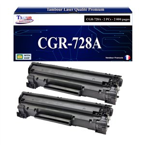 HP 78A / 728  - 2 Toner Canon CRG-728 / CRG 728 - Compatible - 2 100 pages+ Pack de 20 papiers photos A6 Brillant 230gr