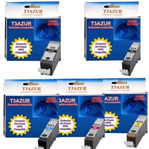 1+4 Cartouches compatibles Canon PGI520 / CLI521 / PGI-520 / CLI-521 
