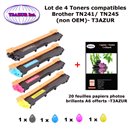 PACK 4 Toners pour Brother TN 241 BK , TN 245 C,Y,M Brother DCP-9020CDW HL-3140CW MFC-9330CDW MFC-9340CDW + PPA6 - T3AZUR 