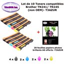 PACK 10 Toners pour Brother TN 241 BK , TN 245 C,Y,M Brother DCP-9020CDW HL-3140CW MFC-9330CDW MFC-9340CDW + PPA6 - T3AZUR 