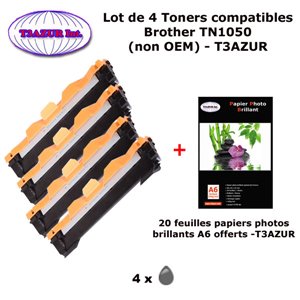 T3AZUR - 4 Toners génériques TN-1050 pour BROTHER DCP1512 DCP1610W DCP1612W MFC1910W MFC1911 HL1110HL1112 MFC1810+20f A6 brillan T3AZUR - 4 Toners génériques TN-1050 pour BROTHER DCP1512 DCP1610W DCP1612W MFC1910W MFC1911 HL1110HL1112 MFC1810+20f A6 brillan