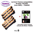 T3AZUR - 8 Toners génériques TN-1050 pour BROTHER DCP-1610W DCP-1612W MFC-1910W MFC-1911 HL-1110 + PPA6 