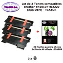 T3AZUR - 3 Toners génériques TN-2010 pour Brother DCP 7055 7055W 7057 7057E HL 2130 2132 2132E 2135W + PPA6 