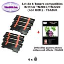 T3AZUR - 6 Toners génériques TN-2220  pour Brother Brother HL 2240 2240D 2250DN 2270DW MFC 7360N 7460DN 7860DW + PPA6 