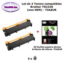 2 Toners génériques TN-2320 pour Brother DCP L2500 L2500D L2520DW L2540DN L2560DW L2700 imprimante+ 20f A6 brillantes -T3AZUR
