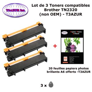 3 Toners génériques TN-2320 pour Brother HL L2300 L2300D L2340DW L2360DN L2365DW imprimante+ 20f A6 brillantes -T3AZUR 3 Toners génériques TN-2320 pour Brother HL L2300 L2300D L2340DW L2360DN L2365DW imprimante+ 20f A6 brillantes -T3AZUR