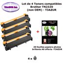 4 Toners génériques TN-2320 pour Brother HL L2300 L2300D L2340DW L2360DN L2365DW imprimante+ 20f A6 brillantes -T3AZUR