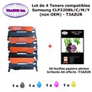 4 Toners génériques CLP-320 Bk,C,M,Y pour Samsung CLP 320 320N 325 325W imprimante+ 20f A6 brillantes -T3AZUR