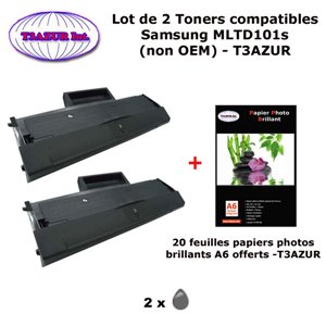 2 Toners génériques Samsung MLT-D101S pour Samsung ML 2160 2164 2165 2165W 2168w SF760P imprimante+20f A6 brillantes-T3AZUR 2 Toners génériques Samsung MLT-D101S pour Samsung ML 2160 2164 2165 2165W 2168w SF760P imprimante+20f A6 brillantes-T3AZUR