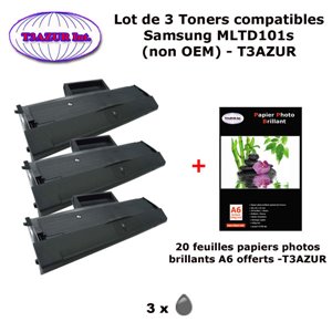 3 Toners génériques Samsung MLT-D101S /ELS pour Samsung ML 2160 2164 2165 2165W 2168w SF760P imprimante+20f A6 brillantes-T3AZUR