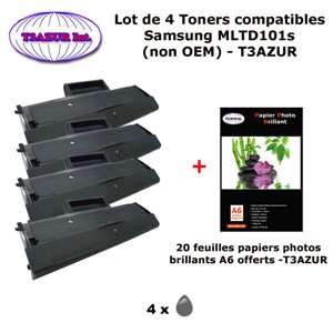4 Toners génériques Samsung MLT-D101S pour Samsung SCX 3400 3400F 3405 3405F 3405FW 3405W imprimante+20f A6 brillantes-T3AZUR 4 Toners génériques Samsung MLT-D101S pour Samsung SCX 3400 3400F 3405 3405F 3405FW 3405W imprimante+20f A6 brillantes-T3AZUR
