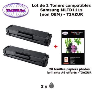 2 Toners génériques Samsung MLT-D111S pour Samsung MFP M2070W M2070W MFP M2078W M2026W imprimante+ 20f A6 brillantes -T3AZUR 2 Toners génériques Samsung MLT-D111S pour Samsung MFP M2070W M2070W MFP M2078W M2026W imprimante+ 20f A6 brillantes -T3AZUR