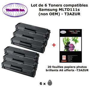 6 Toners génériques Samsung MLT-D111S pour Samsung MFP M2070W M2070W MFP M2078W M2026W imprimante+ 20f A6 brillantes -T3AZUR 6 Toners génériques Samsung MLT-D111S pour Samsung MFP M2070W M2070W MFP M2078W M2026W imprimante+ 20f A6 brillantes -T3AZUR
