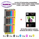15 Pack Compatible EPSON T33XL T3351 T3361 T3362 T3363 T3364 T3357 + 10f A6 brillante s- T3AZUR