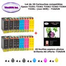 20 Pack compatible Epson T3351 T3361 T3362 T3363 T3364 pour Expression Premium XP 530 540 630 635 640 645 830 900 - PPA6 -T3AZUR