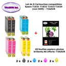 Cartouche compatible Epson T1631, T1632, T1633, T1634 pour WF 2010 2510 2520 2530 2540 2630WF 2650DWF - Lot de 8 - PPA6 -T3AZUR