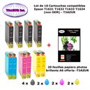 T16XL- 10 cartouches compatibles Epson T1631 T1632 T1633 T1634 pour Epson WorkForce WF2660 2660DWF 2750DWF 2760DWF- PPA6-T3AZUR