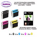 T18XL - 8 cartouches compatibles Epson T1811 T1812 T1813 T1814 pour XP 102, 202, 205, 212, 215, 225, 30, 302, 305- PPA6 -T3AZUR