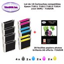 T18XL - 10 cartouches compatibles Epson T1811 T1812 T1813 T1814 pour XP 102, 202, 205, 212, 215, 225, 30, 302, 305- PPA6 -T3AZUR