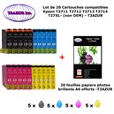 T27XL-20 cartouches compatibles Epson T2711 T2712 T2713 T2714 pour WF 3620DWF 3640DTWF 7110DTW 7210DTW -10f A6 brillantes-T3AZUR