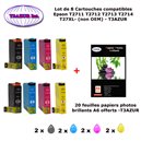 T27XL- 8 cartouches compatibles Epson T2711 T2712 T2713 T2714 pour Epson WF 7610DWF 7620DTWF 7710DWF -20f A6 brillantes -T3AZUR