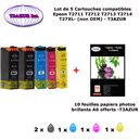 T27XL-5 cartouches compatibles Epson T2711 T2712 T2713 T2714 pour WF 3620DWF 3640DTWF 7110DTW 7210DTW -10f A6 brillantes-T3AZUR