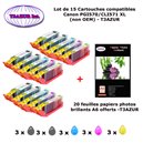 15 cartouches compatibles Canon PGI570 CLI571 XL pour Canon Pixma MG6800 MG6850 MG6851 MG6852 MG6853-10f A6 brillantes -T3AZUR