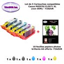 5 cartouches compatibles Canon PGI570 CLI571 XL pour Canon Pixma MG5700 , MG5750, MG5751, MG5752, MG5753 -10f A6 brillantes -T3A