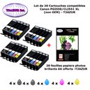 20 cartouches compatibles Canon PGI550 CLI551 XL pour MG5550 MG5600 MG5650 MG5655 MG6400-20f A6 brillantes -T3AZUR