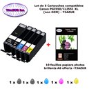 5 cartouches compatibles Canon PGI550 CLI551 XL pour IP7200 IP7250 IX6850 MG5450 MG5450S MG5500-10f A6 brillantes -T3AZUR