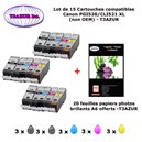 15 cartouches compatibles Canon PGI520 CLI521 XL pour Canon Pixma MP630 MP640 MP980 MP990 -20f A6 brillantes -T3AZUR