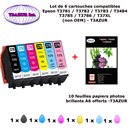 6 cartouches compatibles Epson T3781 T3782 T3783 T3484 T3785 T3786 T37XL pour XP 15000 8500 8505 -10f A6 brillantes -T3AZUR