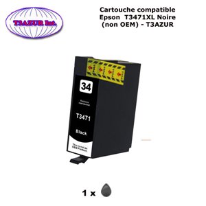 T34XL Cartouche compatible Epson T3471 T34 XL pour Epson WF3720DWF WF3725DWF Noire - T3AZUR
