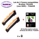 T3AZUR - 2 Toners génériques TN-1050 pour BROTHER DCP1512 DCP1610W DCP1612W MFC1910W MFC1911 HL1110HL1112 MFC1810+ PPA6 
