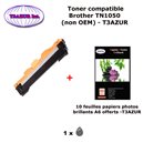 T3AZUR - Toner générique TN1050 pour BROTHER DCP1512 DCP1610W DCP1612W MFC1910W MFC1911 HL1110HL1112 MFC1810+20f A6 brillantes
