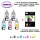 5 flacons compatibles Epson T6641 T6642 T6643 T6644 T66XL pour Epson ET L350 L355 L365 L550 L555 - 10f A6 brillantes - T3AZUR