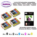 20 cartouches compatibles Epson T2621 T2631 T2632 T2633 T2634 T26XL pour Epson XP 615 620 625 700 710-10f A6 brillantes -T3AZUR