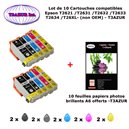 10 cartouches compatibles Epson T2621 T2631 T2632 T2633 T2634 T26XL pour Epson XP 720 800 810 820 -10f A6 brillantes -T3AZUR
